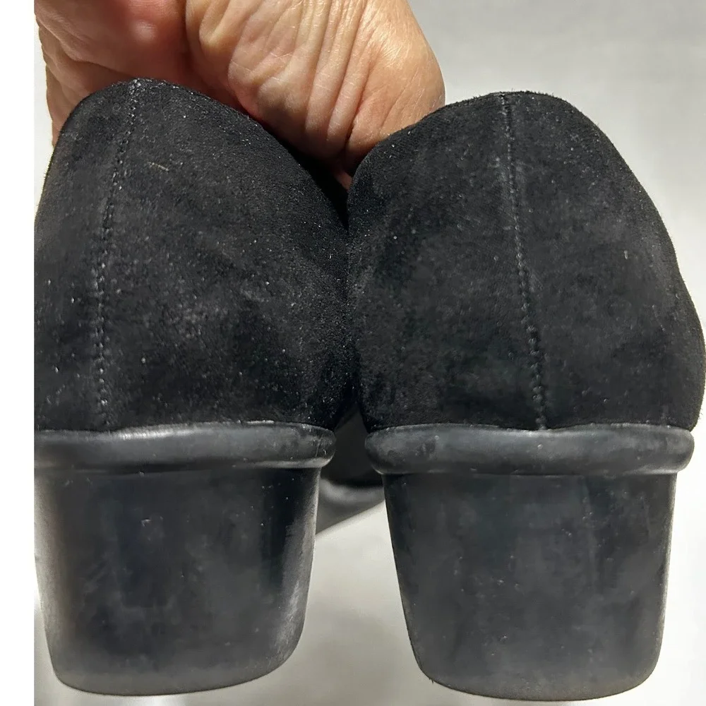 Womens Black Suede Wedge Slip‎ On Comfort Shoes Size 8 Slip On Flats